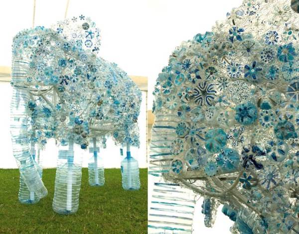  Детское эко-творчество— скульптура слона из 900 переработанных пластиковых бутылок 