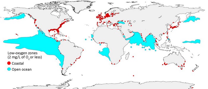 Мертвые зоны в мировом океане.