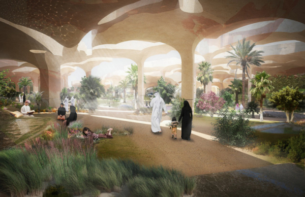 Почти подземный парк-оазис в Абу-Даби