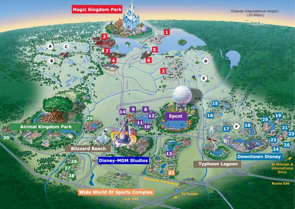 Карта парка Walt Disney World